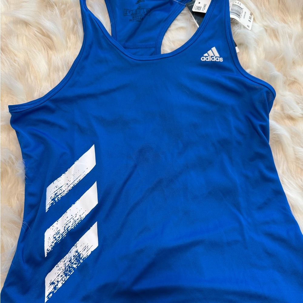Adidas Royal Blue Athletic Tank with White Stripes
